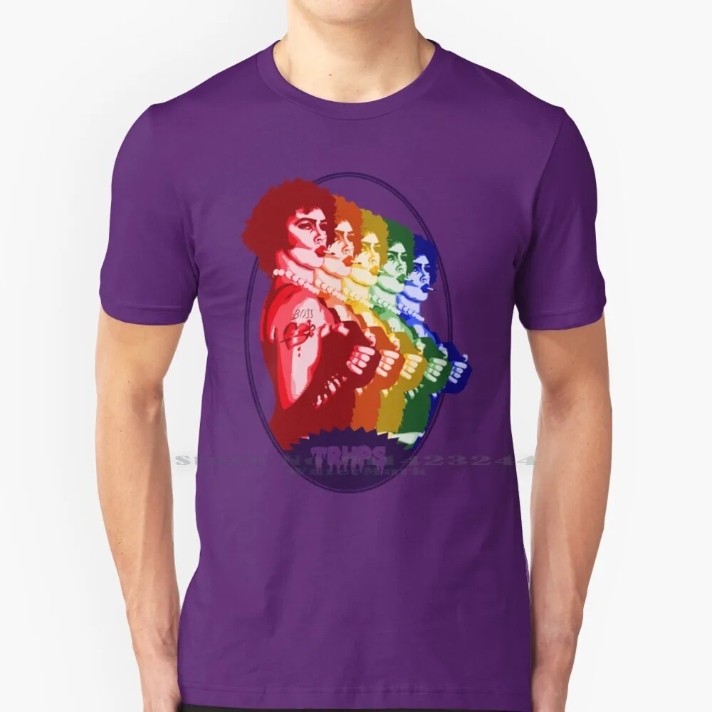 The Horror Picture Show-Rainbow 100% Cotton T Shirt Trhps The Horror Picture Show Janet Brad Riff Raff Magenta Dr Frank N