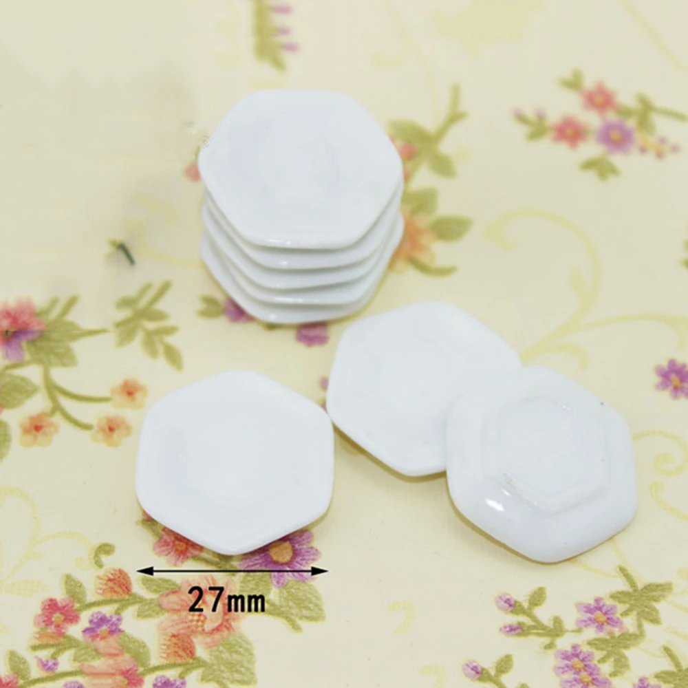 3Pcs 1/12 Dollhouse Miniature Accessories Mini Ceramic Food Plate Simulation Kitchen Dish Model for Doll House Decoration