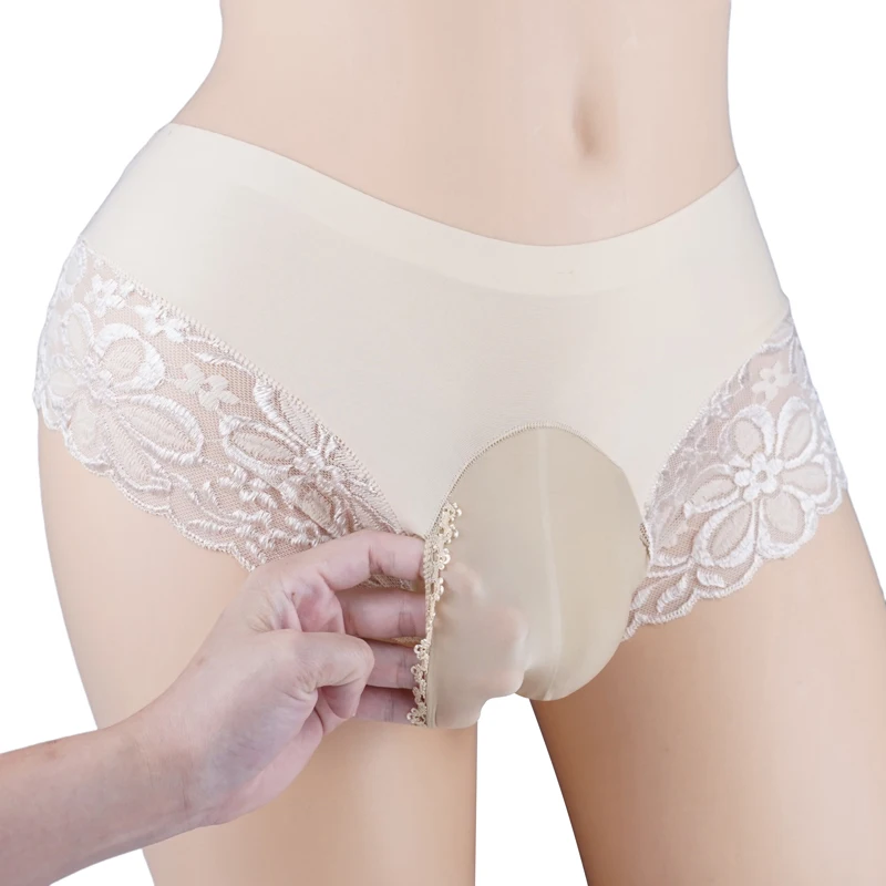 Ropa interior Sexy Gay para hombre, de gran tamaño calzoncillos de seda, cintura baja, Tanga con borde de encaje