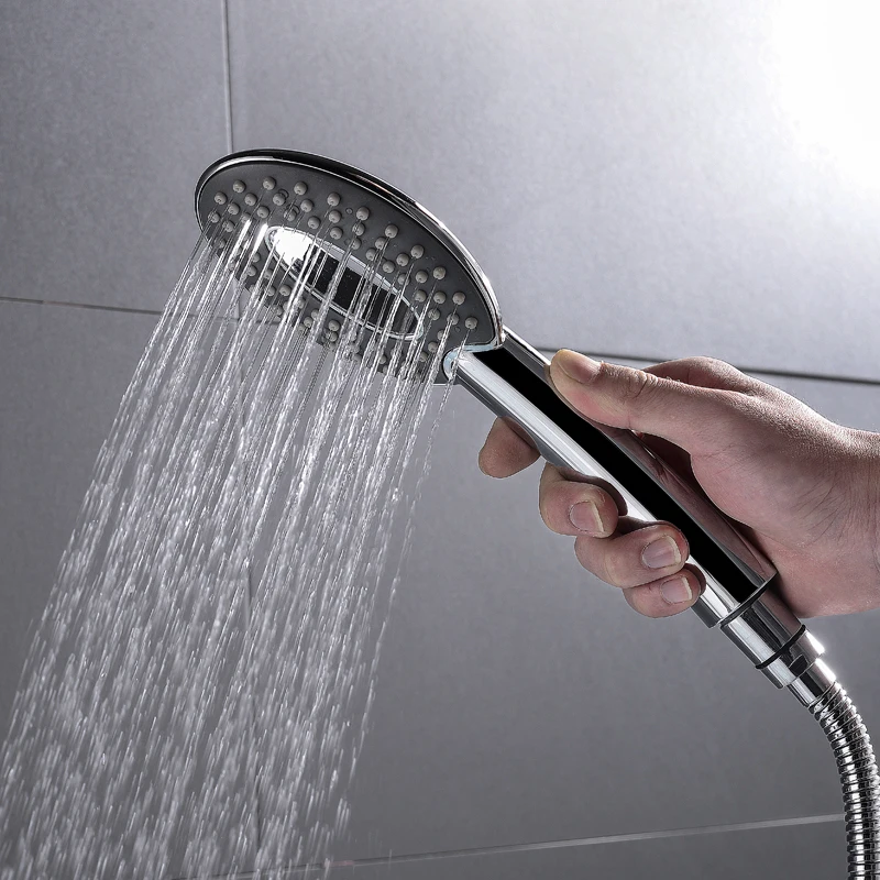 Large Rainfall Hand Shower Hand Held Oval Design High Pressure Shower Head Set ABS Holder with 1.5m Shower Hose Accessories