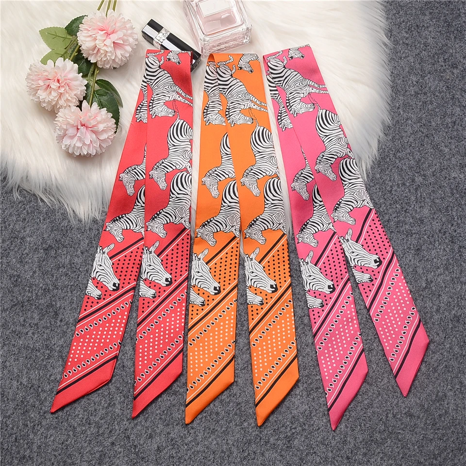 

Luxury Zebra Real 100% Silk Scarf Natural Mulberry Silk Design Brand Women Scarf Foulard Hair & Bag Scarves Fashion Neckerchief