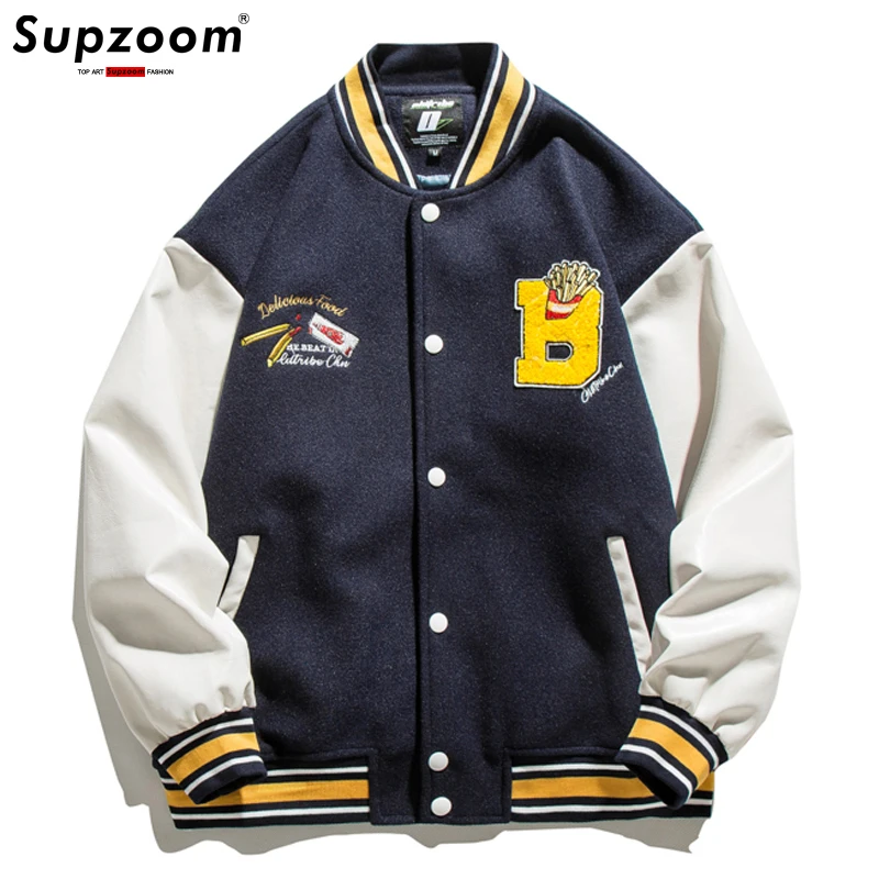 2021 New Arrival Brand Clothing Baseball Loose Casual Cotton Single Breasted Character Rib Sleeve Embroidery Bomber Jacket Men