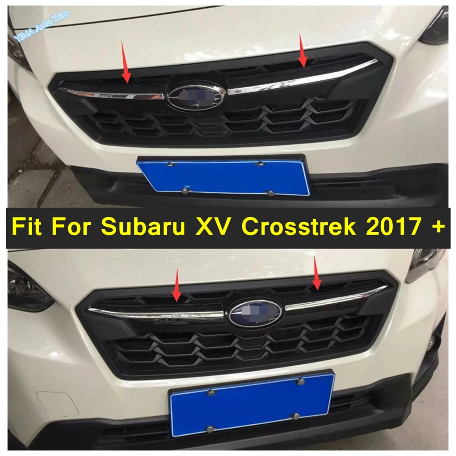 

Front Grille Grill Decoration Strip Cover Trim 2 Pcs Fit For Subaru XV Crosstrek 2017 - 2021 Chrome Exterior Refit Accessories