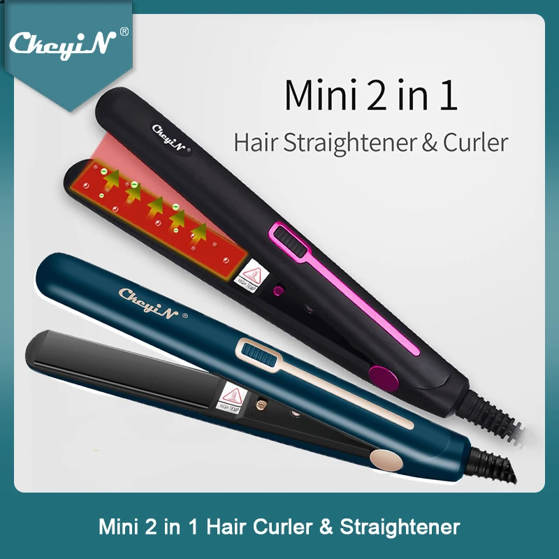 Mini Professional 2 in 1 Portable Hair Curler Hair Straightener Flat Iron Hairs Straightening Corrugated Iron Styling Tools 48