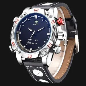 New AMST Military Watches for Men Luxury Sport Chronograph Alarm WristWatches Waterproof Quartz Big Clock Digital Male Watch
