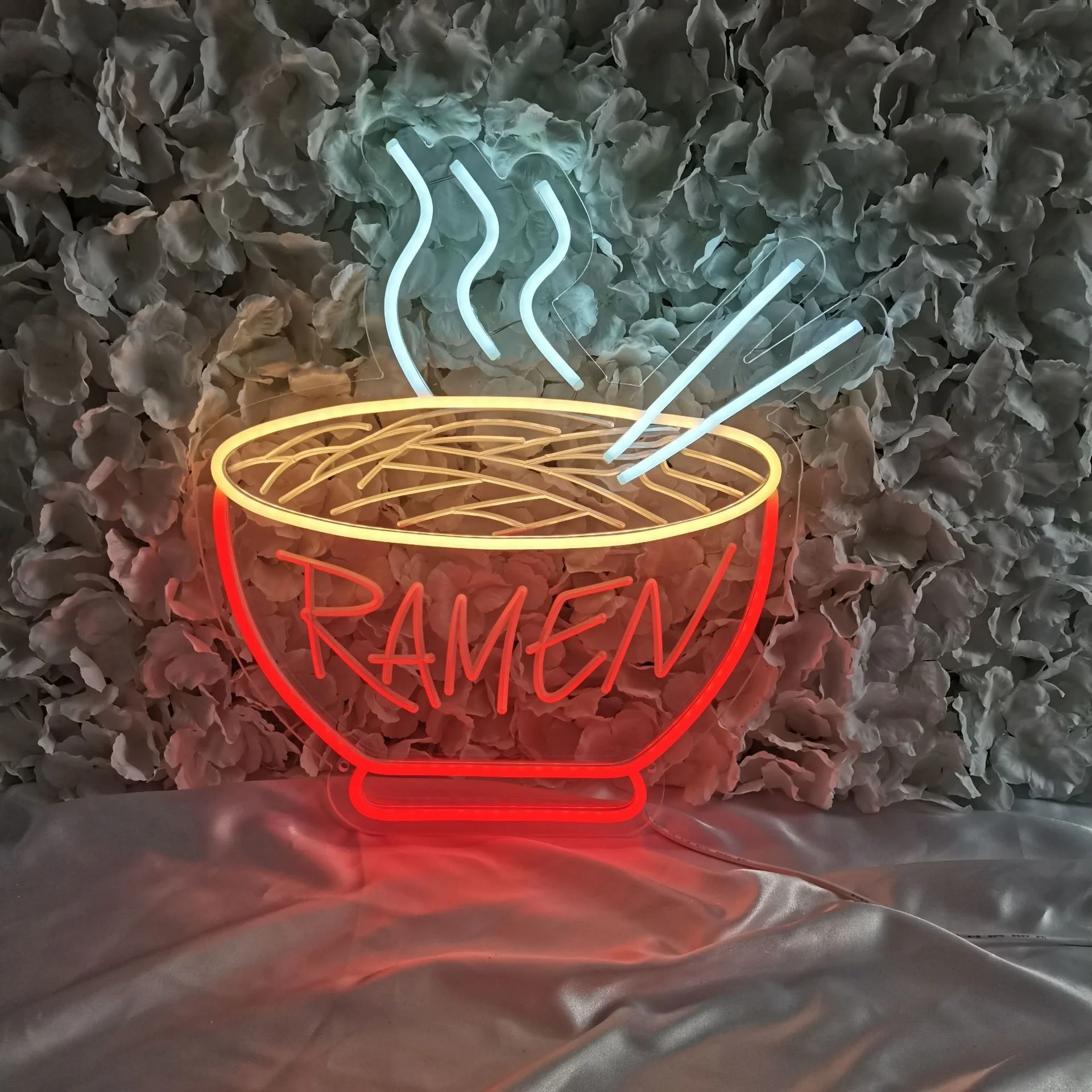 Unique Ramen Noodle Neon Sign  Good Idea 3D Art Powed by USB, Red Neon Sign Noodles with Dimmer for Shop  Restaurant Wall decor