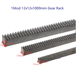 2pcs 1Mod 12x12x1000mm spur Gear rack 1Mod Gear rack Precision cnc rack (straight teeth) Toothed rack
