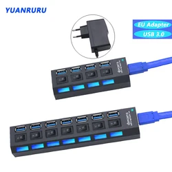 USB 3.0 Hub yüksek hızlı Hub 4/7 port çoklu 3.0 Hub anahtarı USB 3 Hub PC Laptop için güç adaptörü USB Extender kullanın