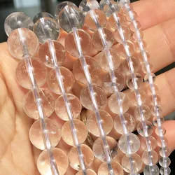 AAA Genuine Natural Clear Quartz Stone Beads Round Loose Spacer Bead For Jewelry Making Bracelet Accessories 15'' 4 6 8 10 12mm