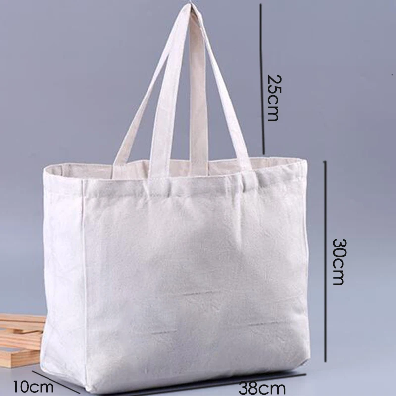 

200pcs Size 30*38*10cm Ivory White Color Canvas Bag Without Logo Printing Eco Shopping Bags Women Cotton Bag Washable