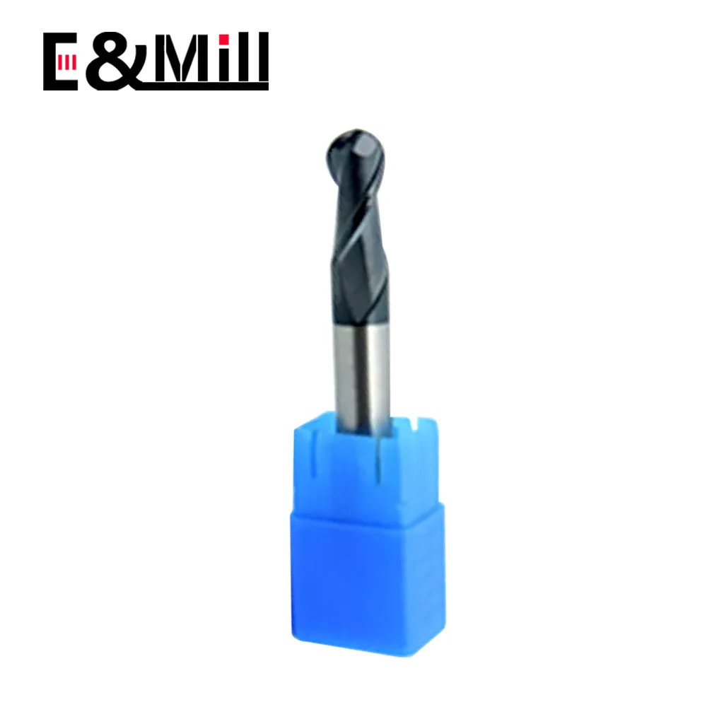 HRC45 2 Flute Tungsten steel ball cutter, ultrafine particle wear-resistant ball head alloy milling cutter round head spherical