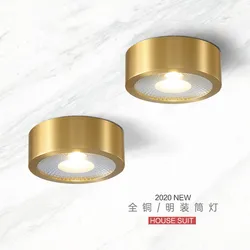 Nordic Surface Mounted Downlight 3W/5W/7W/9W LED Ultra-Thin Ceiling Light Spotlight Ceiling Porch Corridor Copper Lights