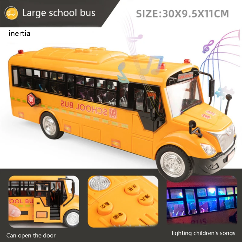 New Inertial School Bus Model Toys Acousto Optic Vehicle Music Cars Toys for Children Boy Birthday Xmas Gift Shuttle Bus