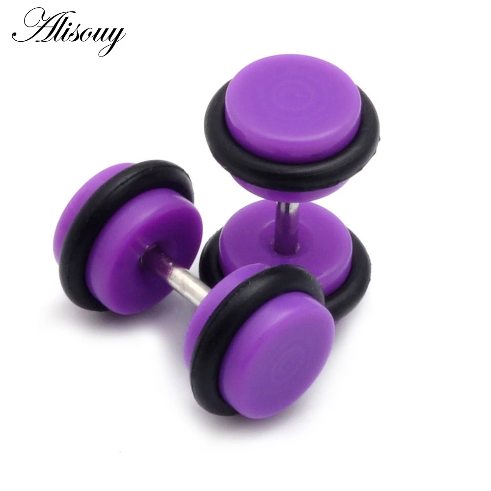 Alisouy 1 pair Acrylic Fake Cheater Ear Plug tunnels 8mm Gauge Body Jewelry faux piercing ear expanders piercing tragus