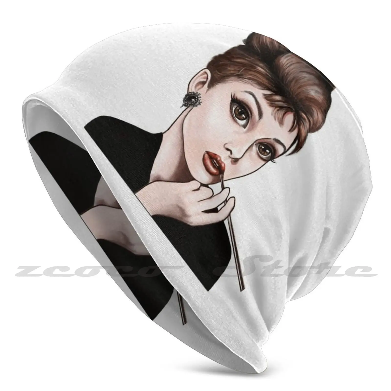 Audrey Hepburn Personalized Pattern Knit Hats Plus Size Elastic Soft Cap Audrey Hepburn Audrey Hepburn Style Icon Style