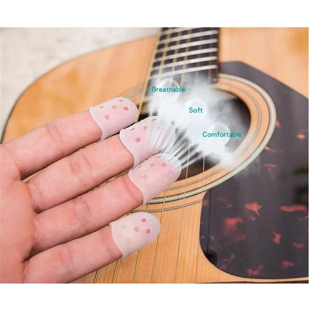 5pcs silicone guitarra dedo transparente guitarra protetores de ponta do dedo para guitarra ukulele não-slip dedo guardas acessórios da guitarra