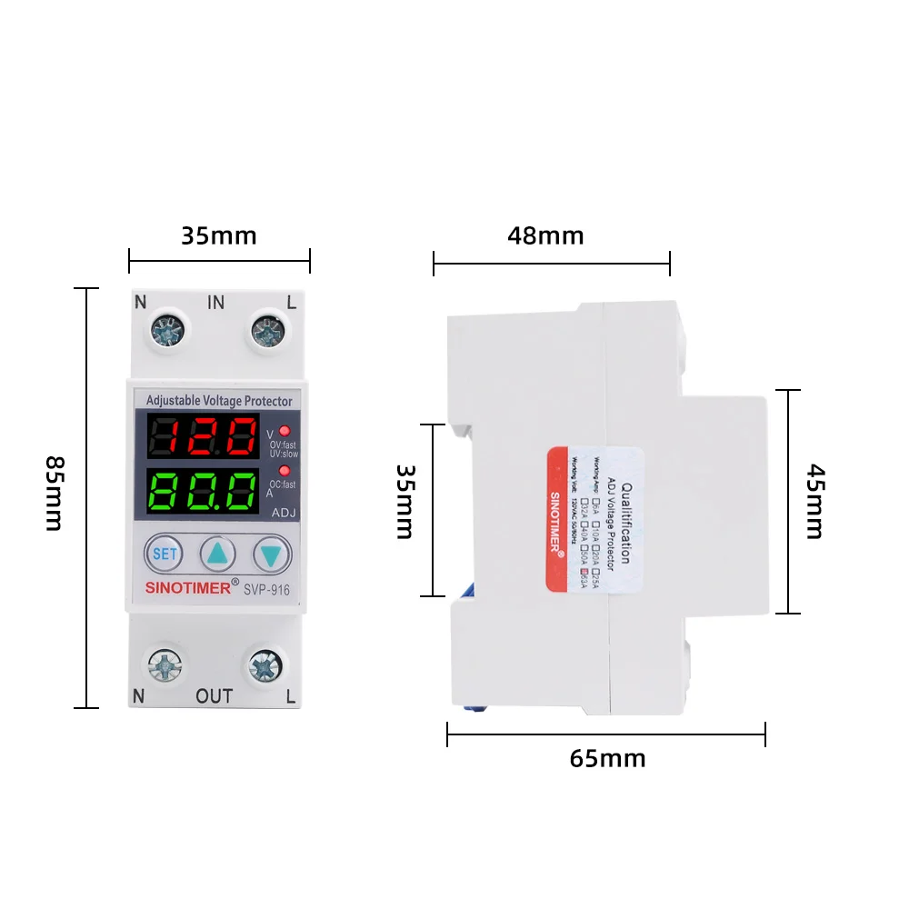 Heavy Load 80A 110V 120V Single Phase Voltage Relay Adjustable Over Under Voltage Protection Monitor Relay DIN Rail Mounted