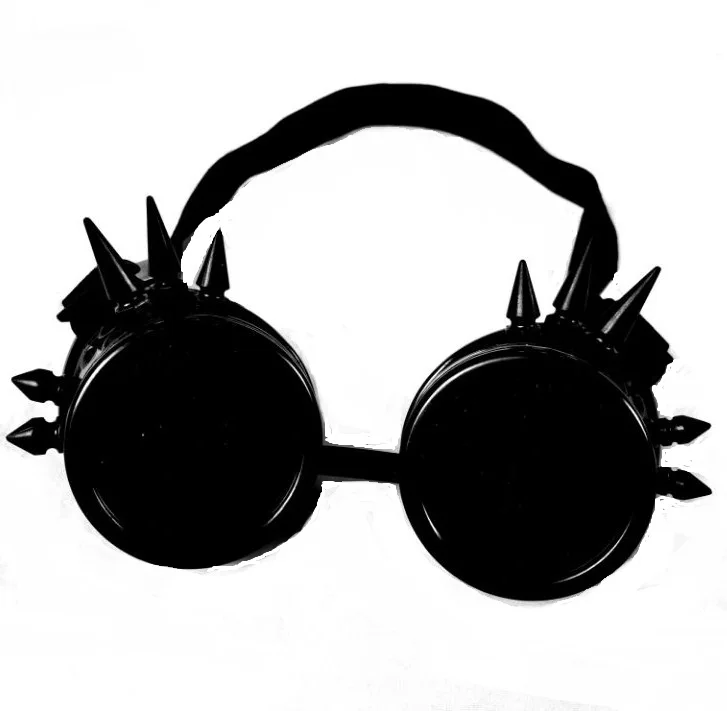 Máscara y gafas de cuero de PU negro con remaches largos, moda Punk, motociclista, Cosplay, antipolvo, remache deportivo, máscara y gafas