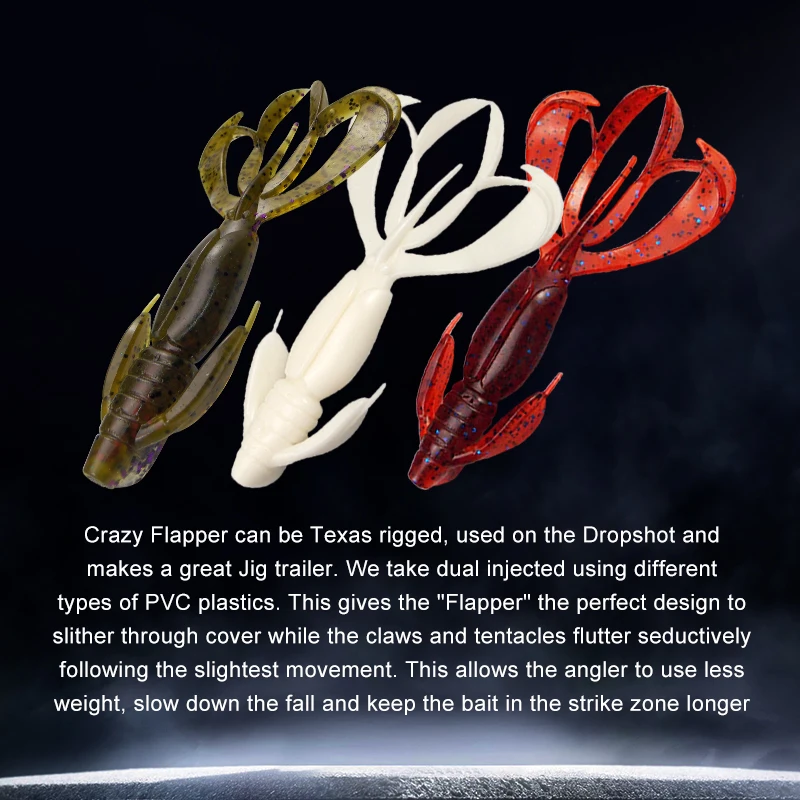 ESFISHING Pesca Silicone Bait Crazy Flapper 110mm11.4g 5pcs Swimbait Inject Salts Fishing Tackle Soft Fishing Lure