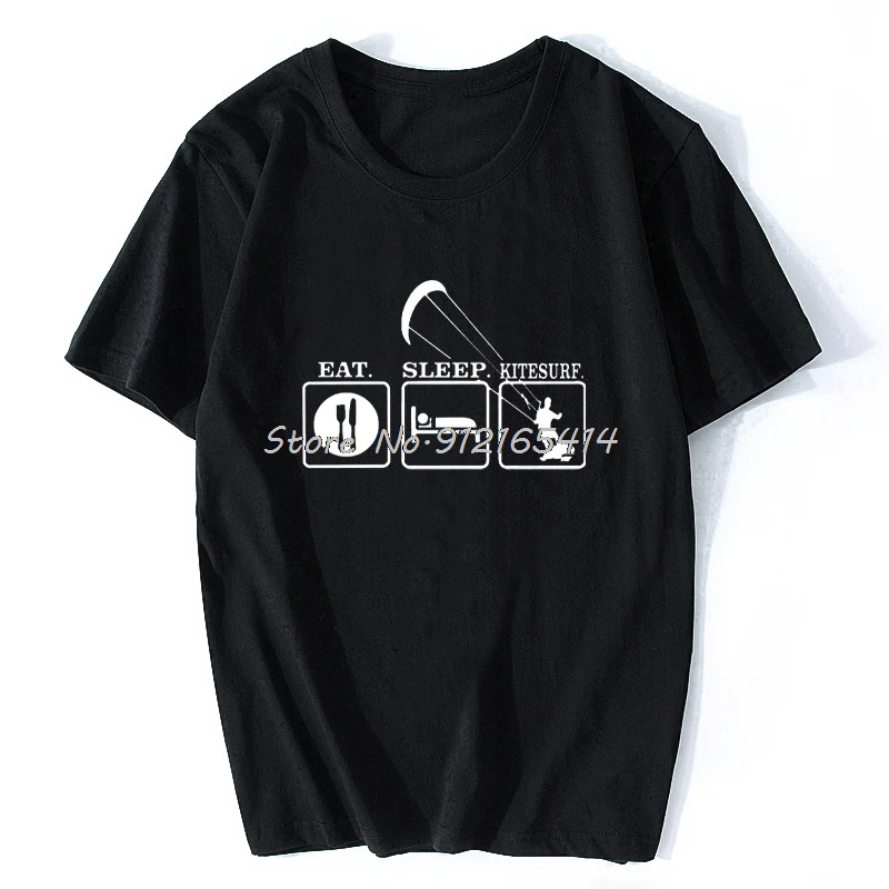 Eat Sleep Kitesurf T-Shirt Kitesurfing Boarding Surfing Cool Tee Funny Gift O-Neck Mens Clothing T Shirt Harajuku Streetwear