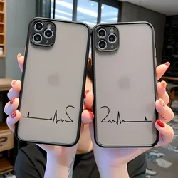 Electrocardiogram with love Couple ECG Phone Case For iPhone 12 11 13 14 15 Pro Max Mini X Xs Xr 15 14 7 8 Plus SE 2020 Cover