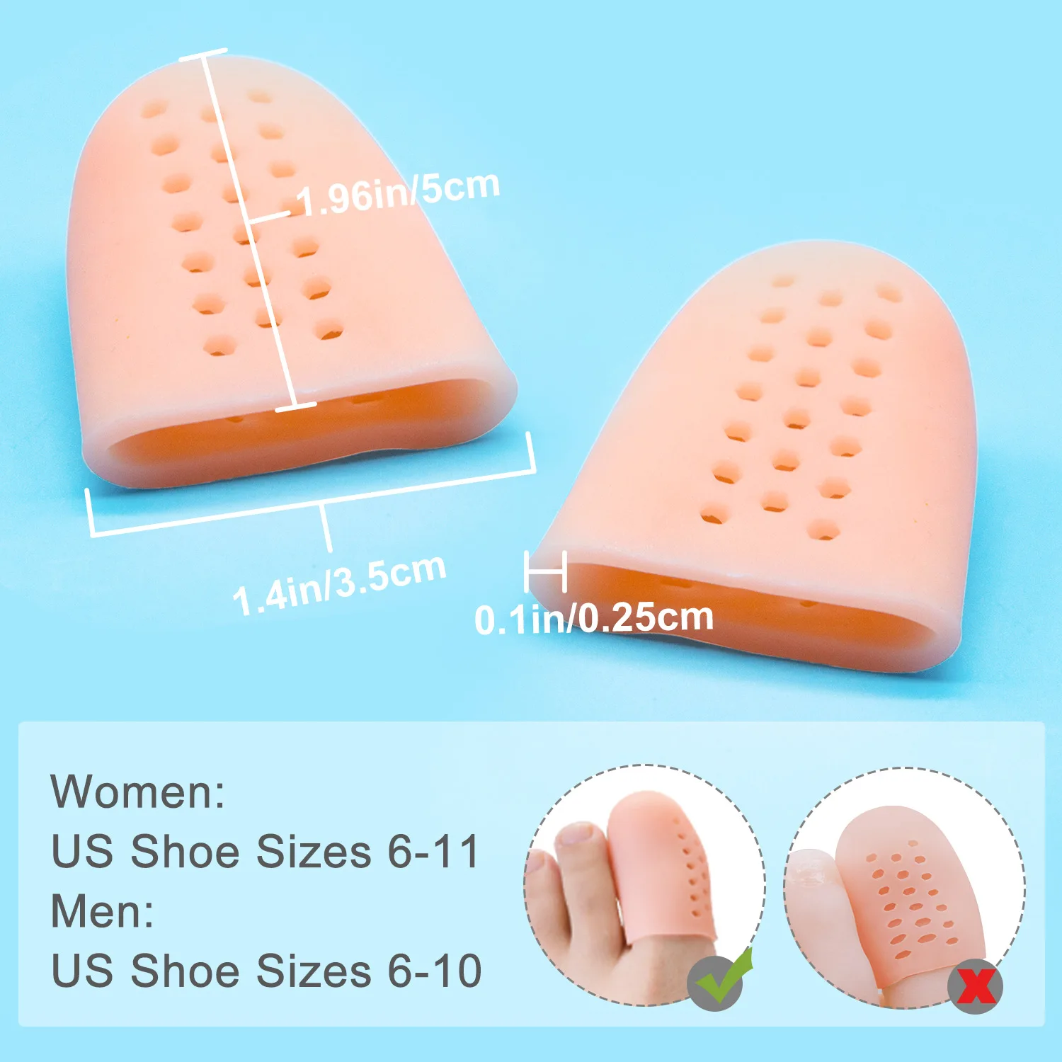 2Pcs Silicone Toe Separators Bunion Hallux Valgus Corrector Toe Tube Corns Blisters Pain Relief Protector Foot Health Care Tool