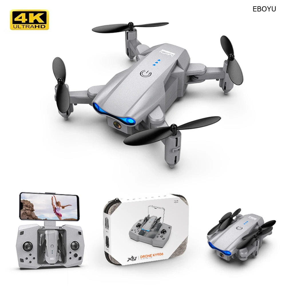 EBOYU KY906 Foldable Mini RC Drone WiFi FPV 4K HD Camera Gift Portable Pocket RC Quadcopter Altitude Hold Return Home for Kids