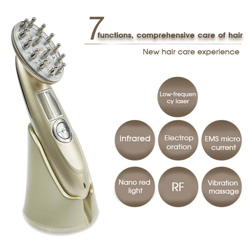Spazzola elettrica del pettine del massaggiatore di ricrescita di crescita dei capelli della macchina di vibrazione dello stimolatore del cuoio capelluto di terapia del fotone del Laser RF EMS