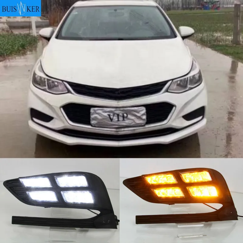 

For Chevrolet Cruze 2016 2017 2018 Daytime Running Light fog lamp LED DRL front bumper lamp with Yellow turn signal lamp