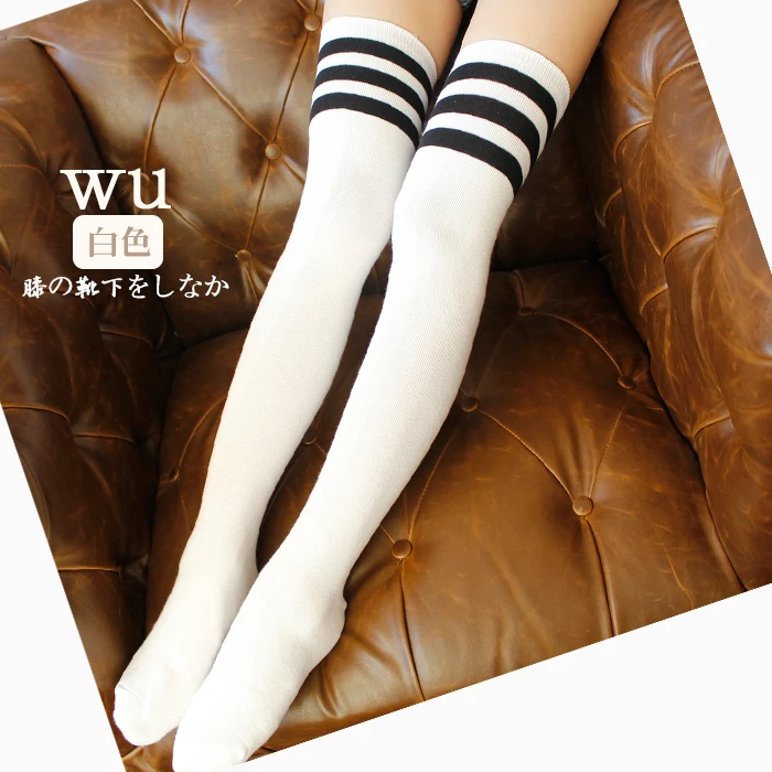 Hot Newly Design Women's Winter Over Knee Stockings Leg Warmer Soft Knit Crochet Striped Stocking of high quality cotton