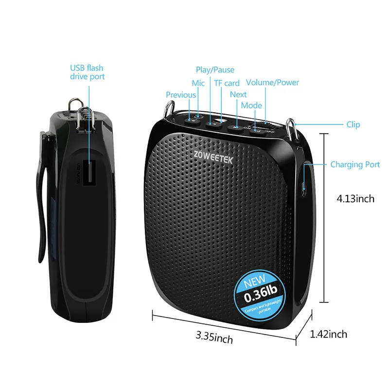 Imagem -05 - Zoweetek-wired Mini Speaker Audio Amplificador de Voz Portátil Som Estéreo Natural Alto-falante Microfone para Professores Fala Z258