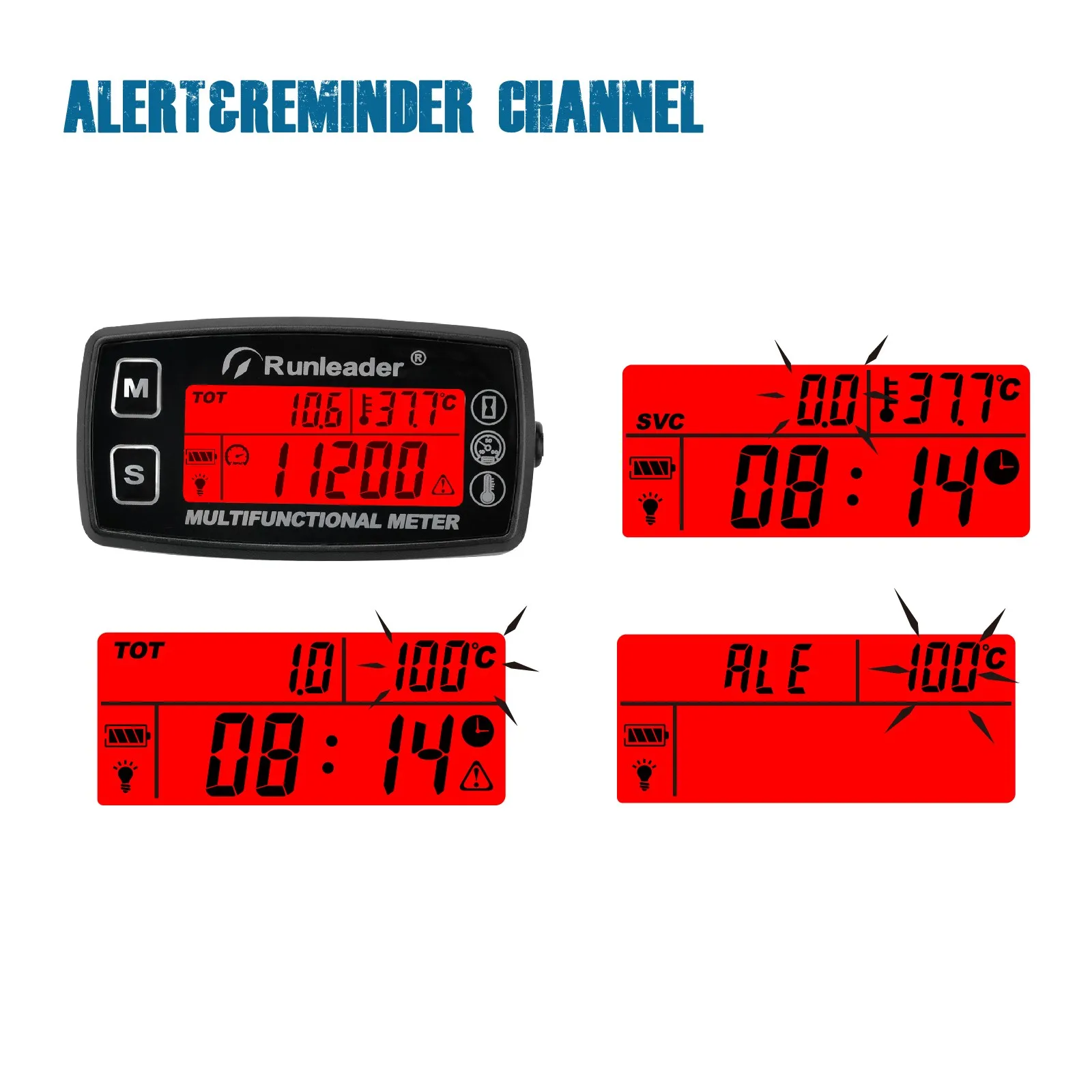 Tach/Stunde Digital Meter Motor Temperatur anzeige Alarm Drehzahl & Temperatur Hintergrund beleuchtung Anzeige für Rasen traktor Kompressor Generator Schnee – Detail 5