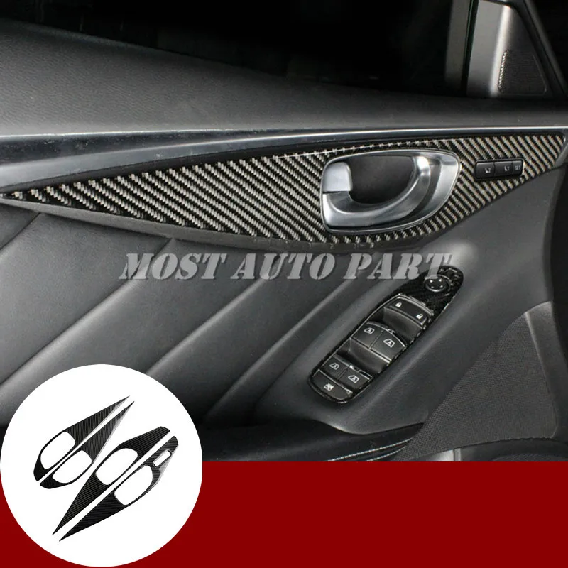 

Carbon Fiber Inner Car Door Panel Handle Trim Cover For Infiniti Q50 2013-2021 Car Decoration Car Accesories Interior