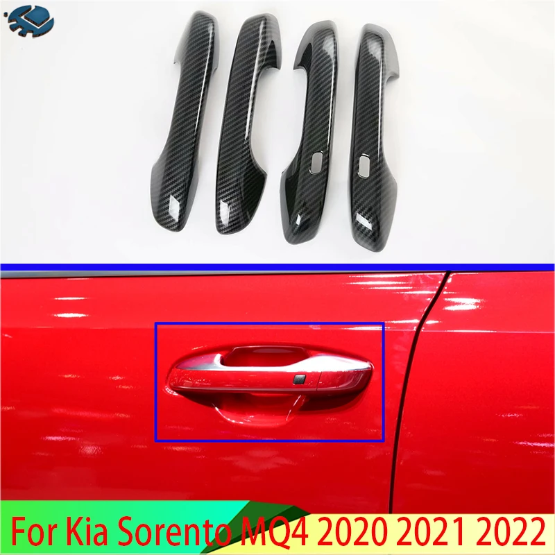 For Kia Sorento MQ4 2020 2021 2022 Car Accessories ABS Chrome Door Handle Cover With Smart Key Hole Catch Cap Trim Molding