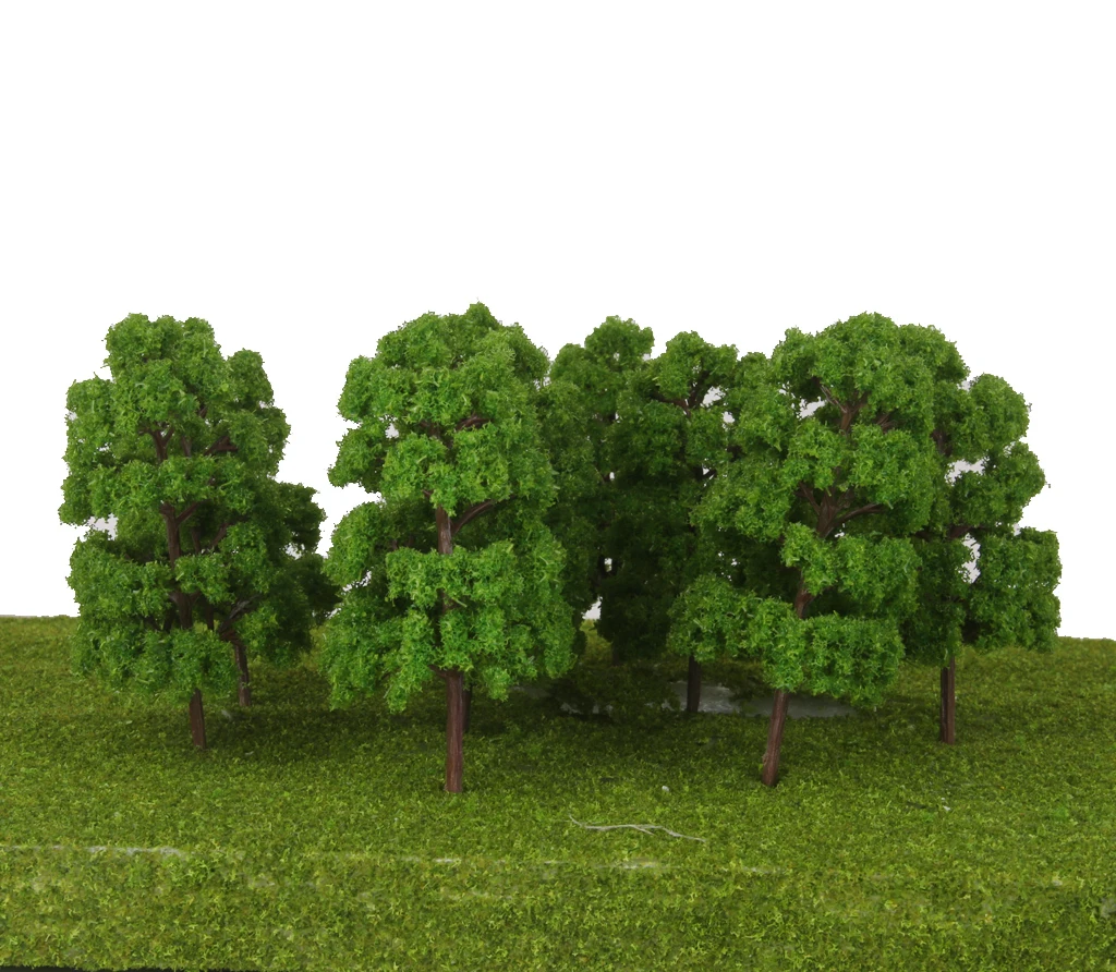 10 Green Model Trees 1:75 HO Scale Train Railway War Game Diorama Scenery image 2