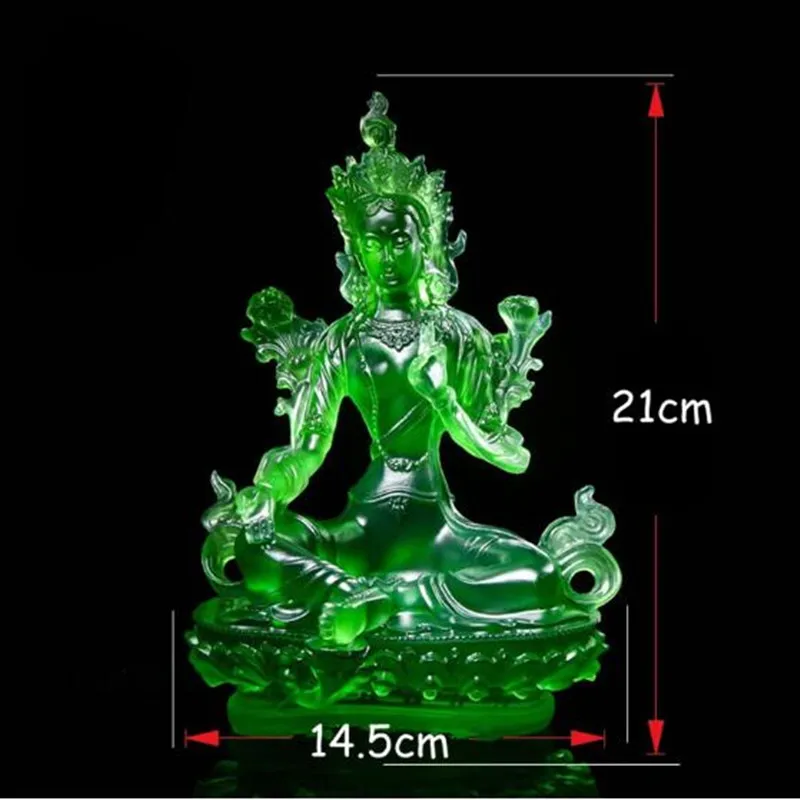 Free Shiping Tibetan Suppliers 21cm Resin Keep Safe Green Tara Tantric Sculpture Bodhisattva Efficacious Home Decorate Statue