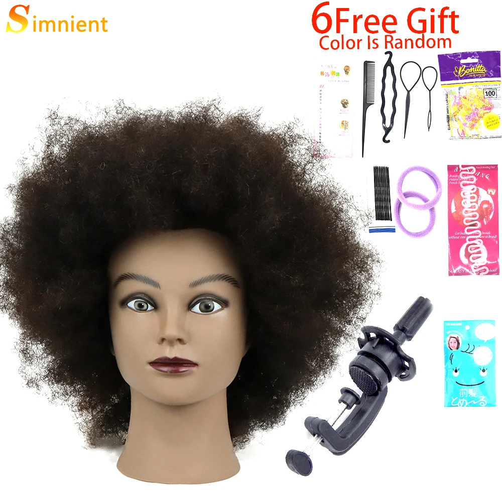 

Afro Mannequin Heads With 100%Real Human Hair Hairdressing Training Head For Salon Cosmetology Manikin Dummy For Doll Heads Hair