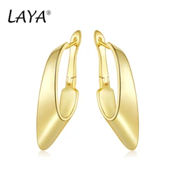 LAYA 925 Sterling Silver Gold Plain Fashion Simple Geometric Statement Earrings For Women Mother Original Modern Jewelry