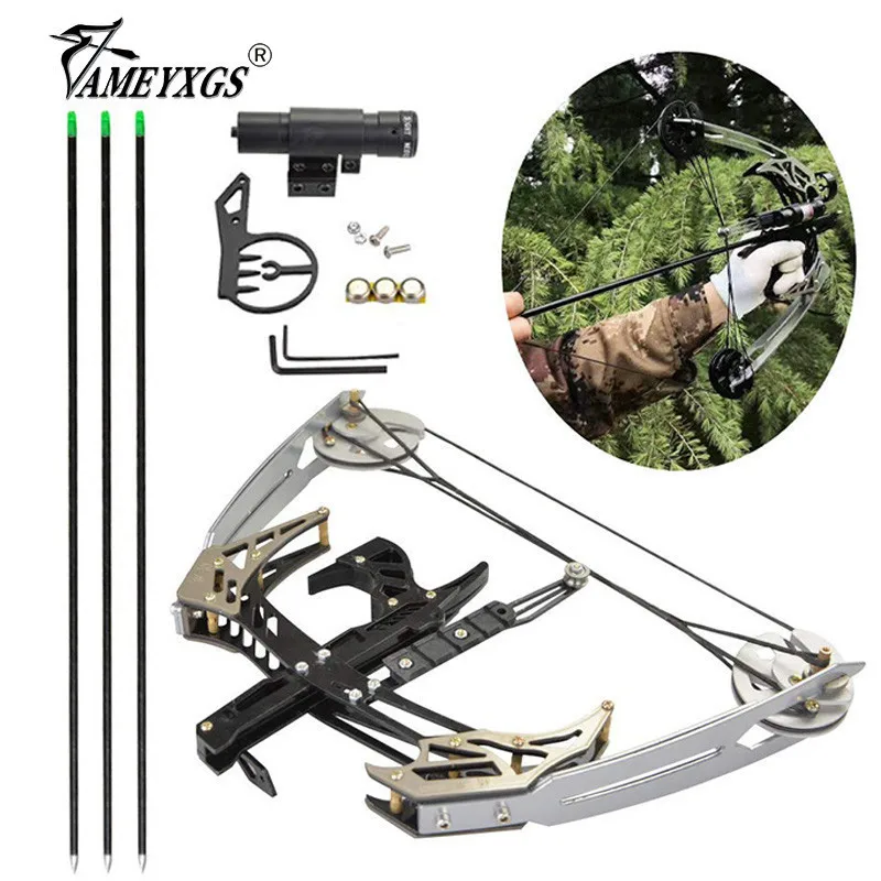 

1set Archery Mini Compound Bow And Arrow Set 25lbs Adults Youth Shooting Training Compound Bow Outdoor Hunting Fishing Pully Bow