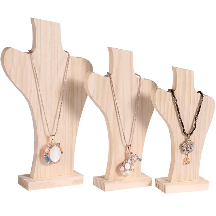 1Piece Natural Wood Mannequin Bust for Fashion Earrings Necklace Shop Window Jewelry Display Rack Stand Organizer Holder