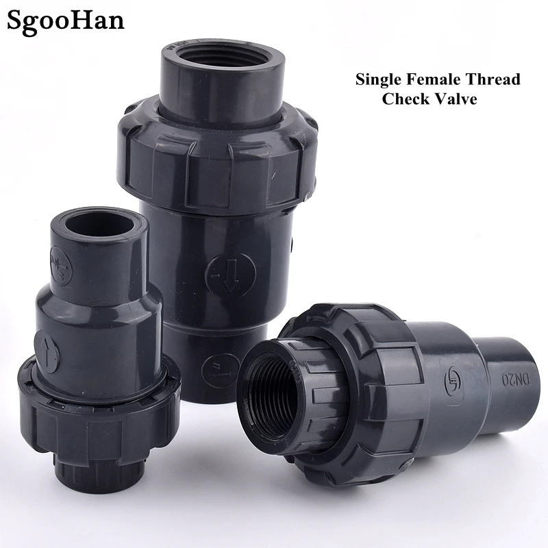 1pc 1/2~2 Inch Single Female Thread Check Valve Aquarium Fish Tank Adapter One Way Non-Return Ball Valve UPVC Pipe Fittings