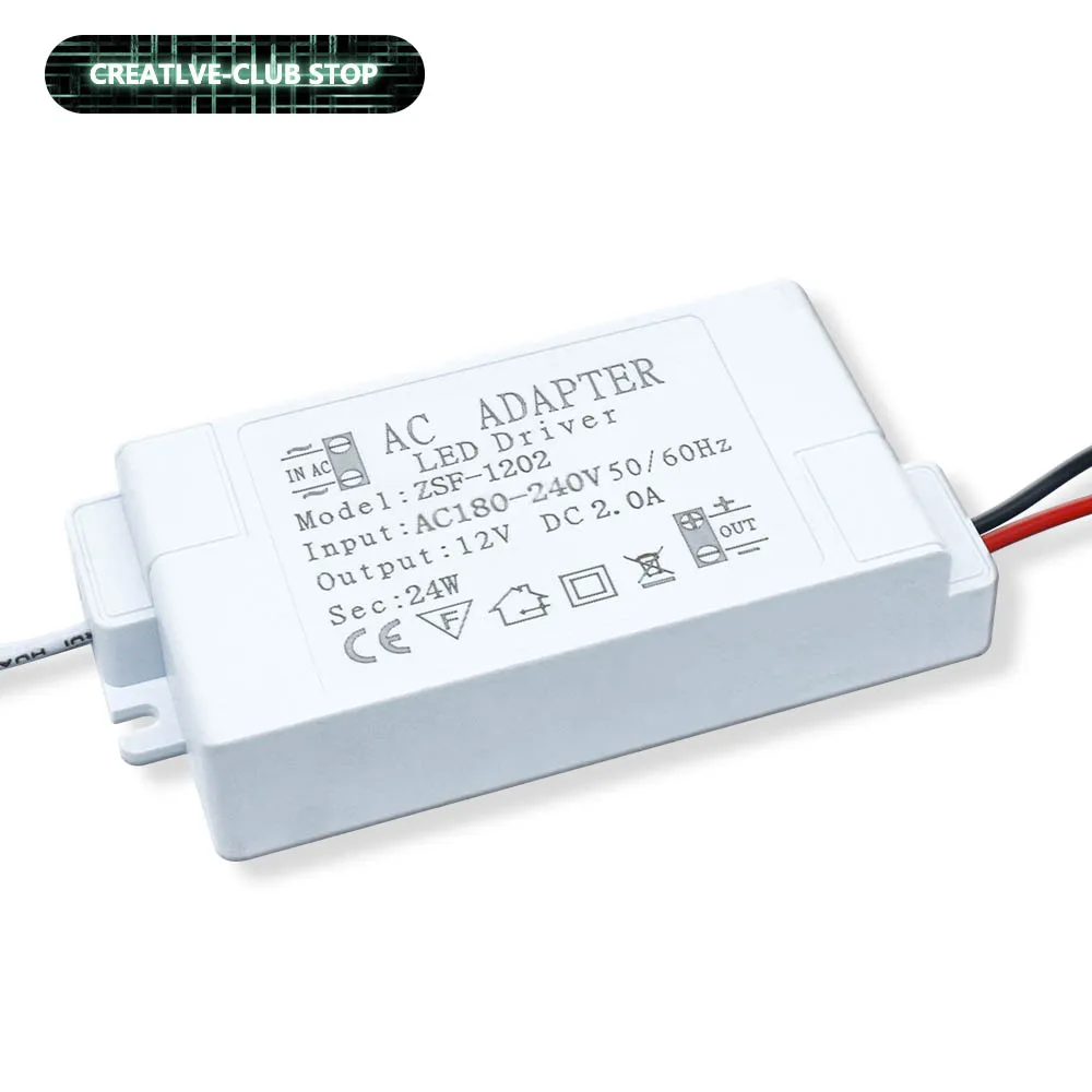 transformador de iluminacao conduzido do motorista 6w12w 18w 24 36 48w 60w para a tira conduzida adaptador de fonte de alimentacao dc 12 volts fonte 01