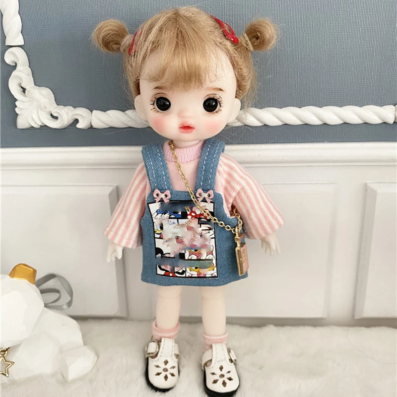 

1/8 Scale 16CM Mini Cute BJD Handmade Doll With Fashion Clothes Suit OB11 Joints Body 3D Eyes Figures Reborn Doll Accessories