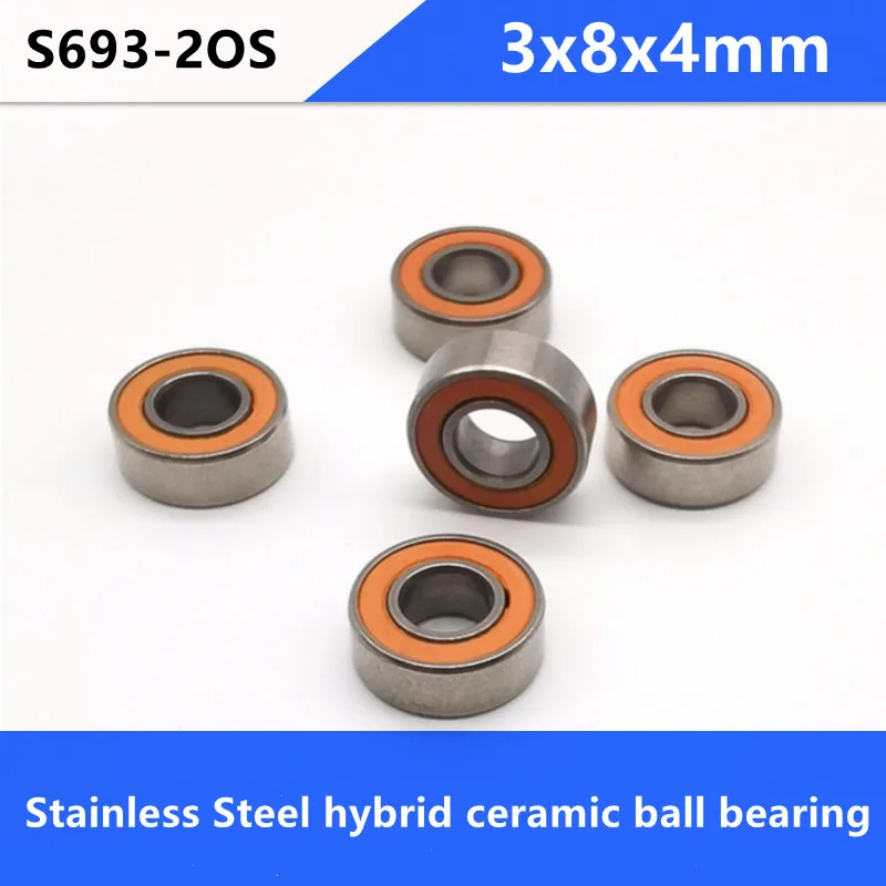 

20pcs S693-2RS S693RS ABEC-7 3x8x4 Stainless Steel hybrid ceramic ball bearings S693-2OS fishing reel bearing 3*8*4mm