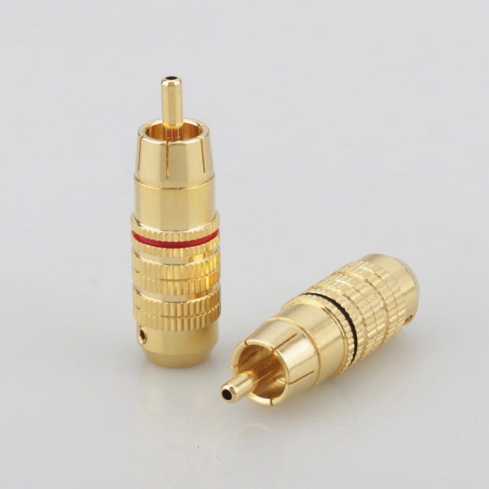 4PCS Audiocrast R009 BRASS Gold Plated RCA Male Plug ADAPTER Connector soldering RCA Male Plug Adapter Solder Audio Video Phono