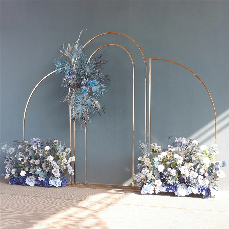 

Shiny Gold Metal Geometric Frame Outdoor Lawn Wedding Flower Arch Welcome Backdrops Props Birthday Baby Show Party Balloons Rack