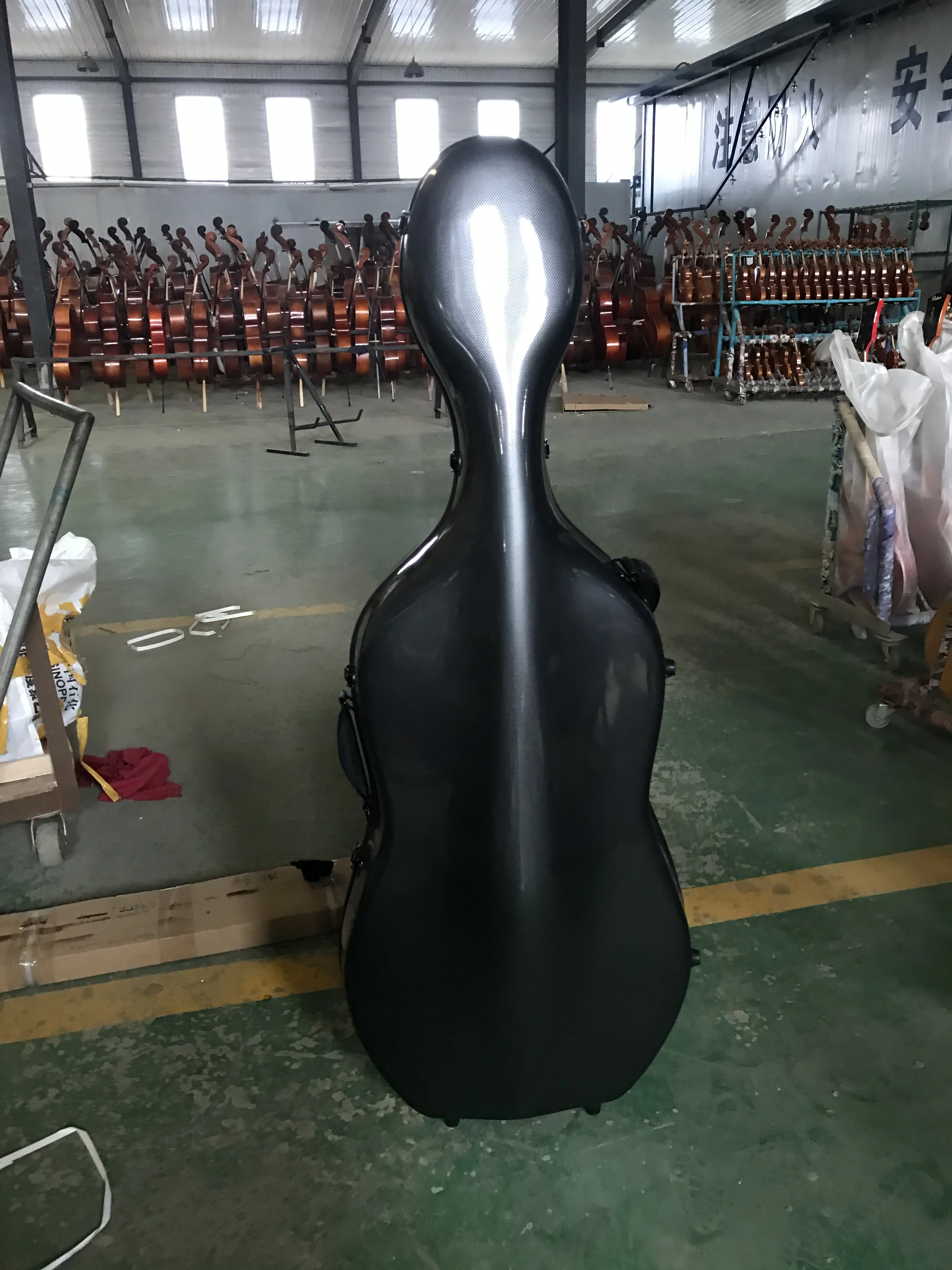 Strong Carbon Fiber Cello Case, Water-Resistant, Pressure-resistant, Wwheeled, Light Black, Hard Case, AA, New