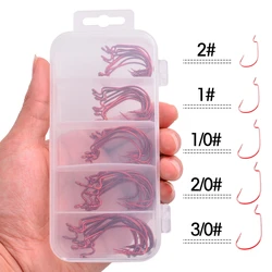 50pcs/box Offset Fishing Hook Jig Head Wide Crank Fishhook For Soft Worm Lure Barbed Carp Fishing Hooks #3/0 #2/0 #1/0 #1 #2