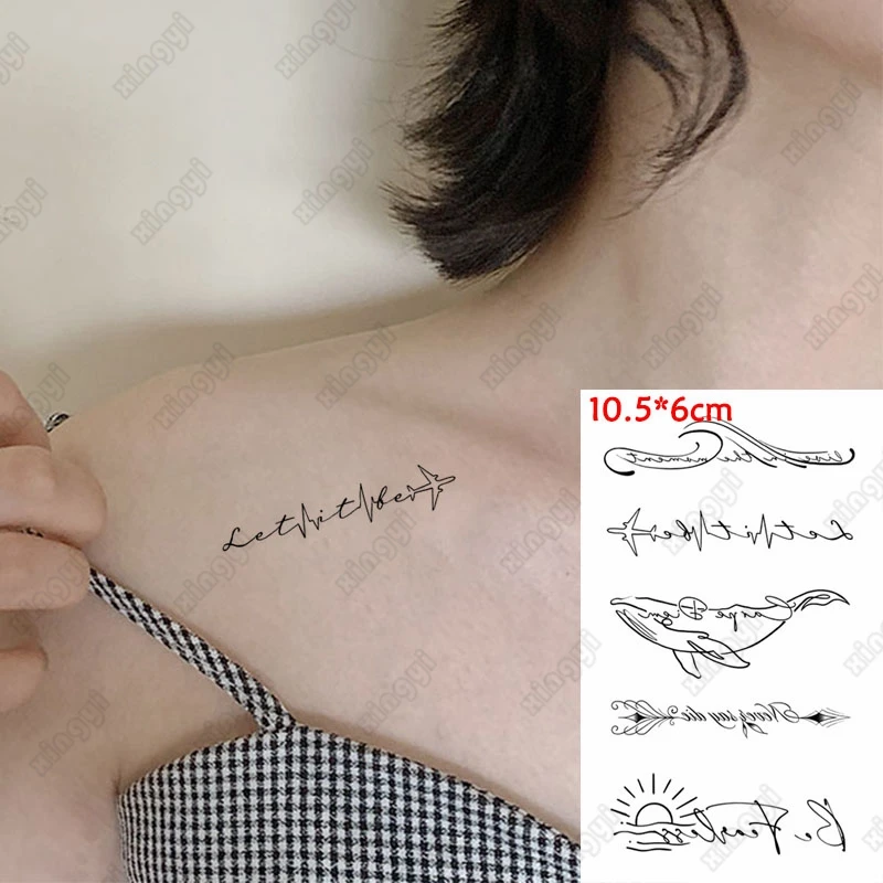 Waterproof Temporary Tattoo Sticker Whale Waves Arrow Small Element Children Tatoo Body Art Water Transfer Flash Tatto Women Men