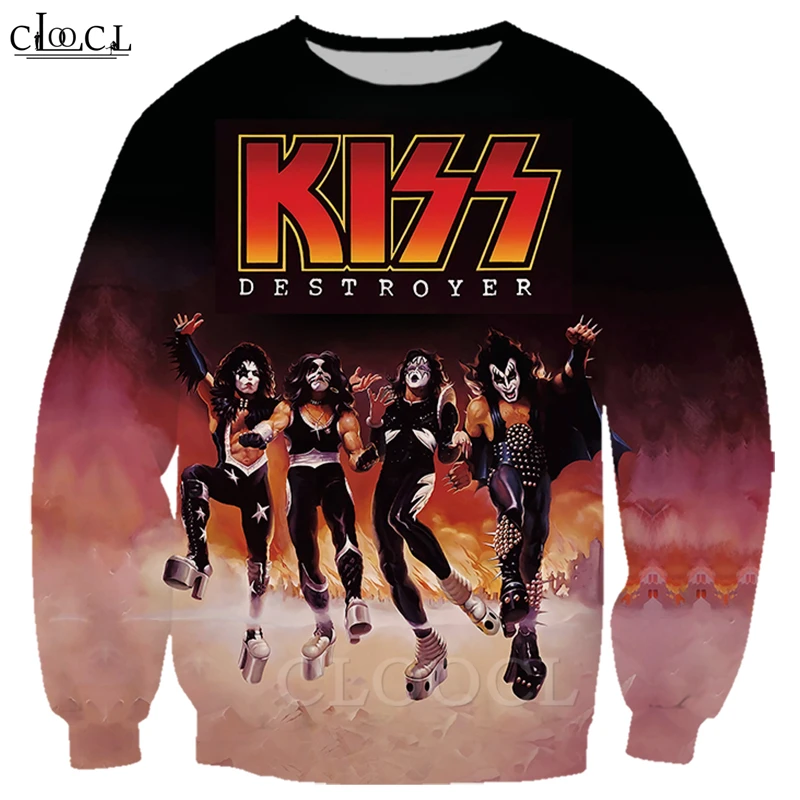 Rock Kiss Metal Band Hoodies 3D Print Classic Sweatshirt Men Women Jogging Fashion Casual Zipper Coat Funny Tops